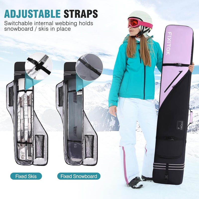FIXITOK Snowboard & Ski Bag for Air Travel, Waterproof Full Padded Snowboard Bag Fit Board, Boots, Clothes, Helmet and Gear, Adjustable Length Ski Bag(157CM-181CM) - Image 4